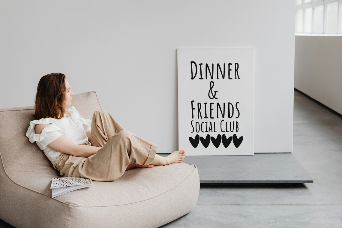 Dinner And Friends Social Club Quote Cute Kitchen Wall Poster - Image 3