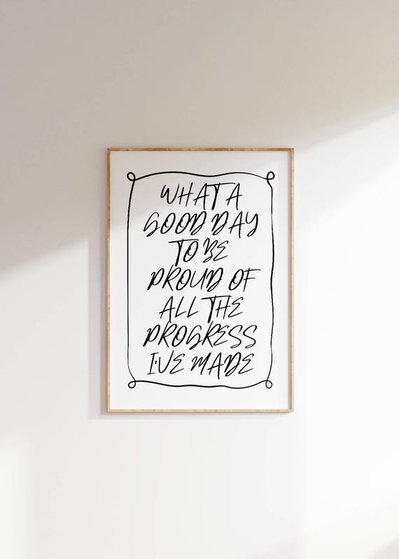 Motivational Wall Art Inspirational Progress Quote Print Positive Affirmation Decor Empowering Typography Poster Growth Mindset Art Gift Her