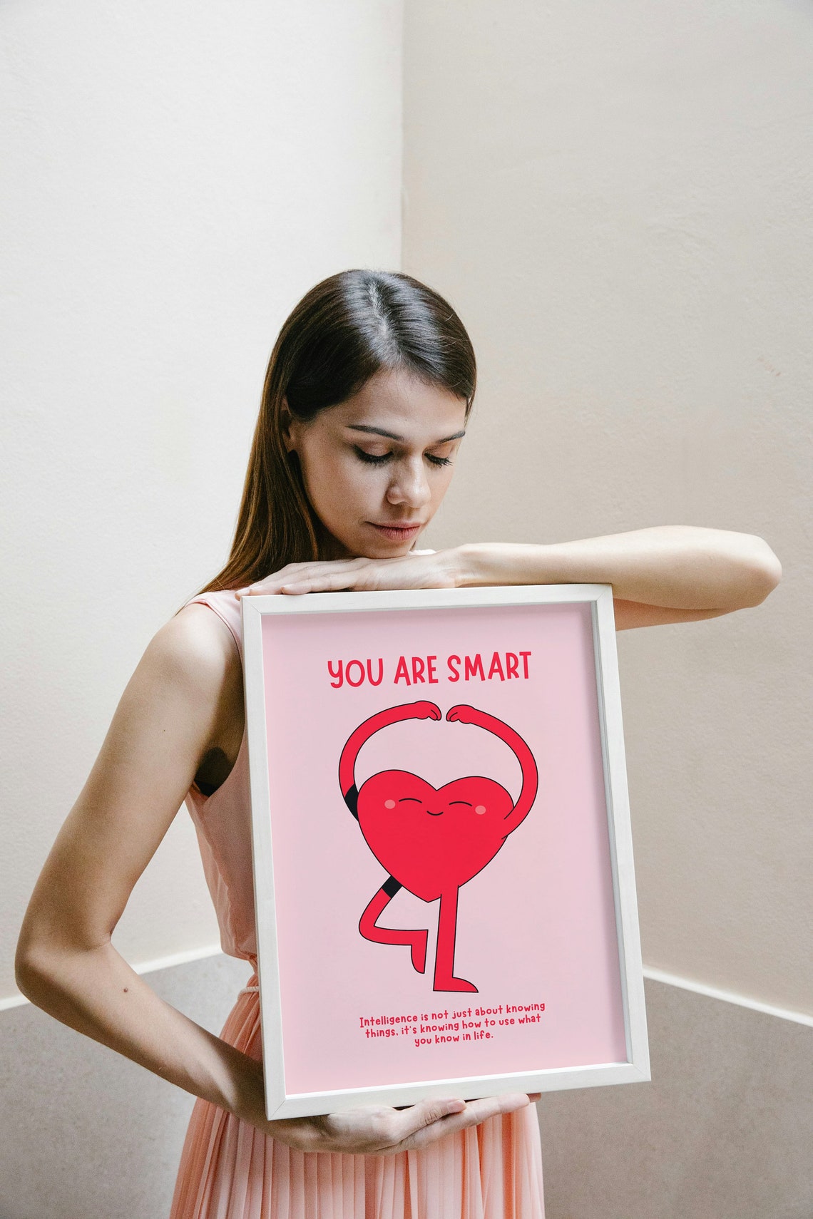 You Are Smart Heart Yoga Tree Pose Pink Wisdom Affirmation Poster - Image 2