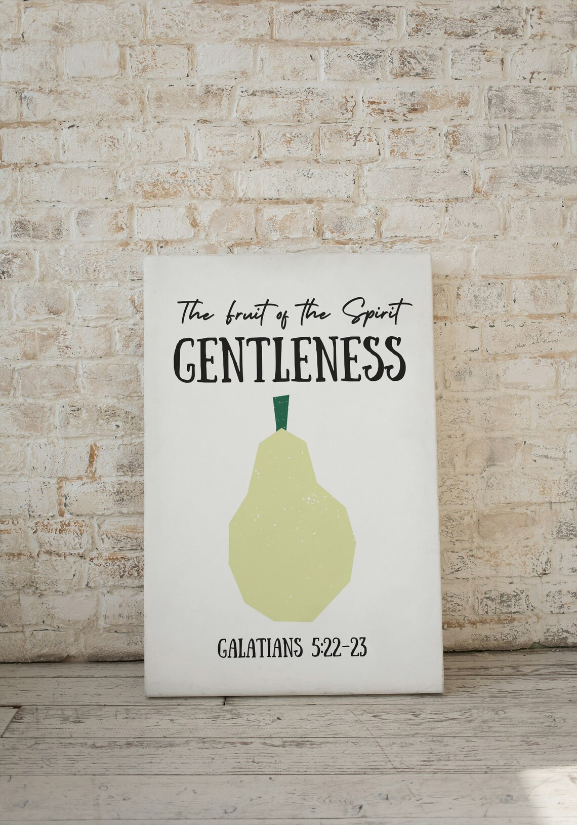 Fruit of the Spirit Gentleness Green Pear Bible Verse Decor Poster - Image 2