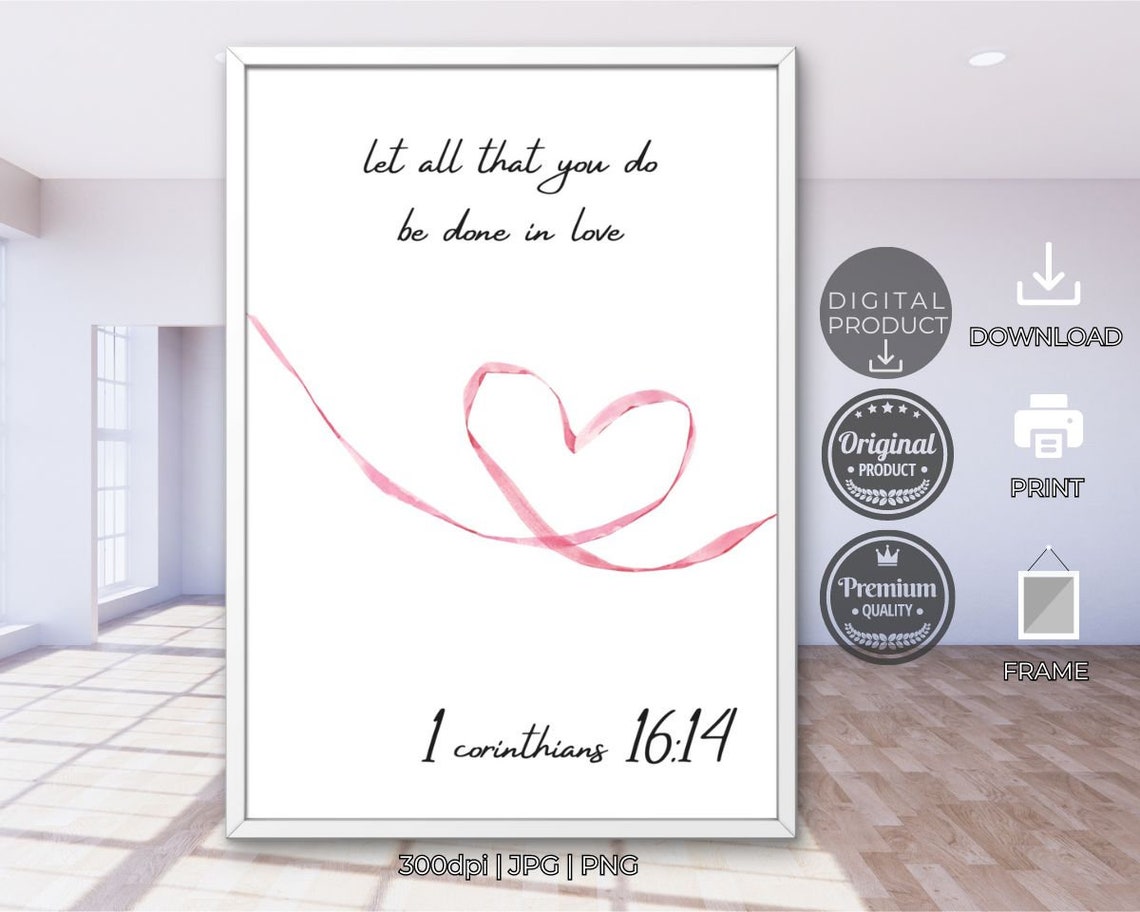 Let All That You Do Be Done In Love Bible Verse Pink Wall Poster