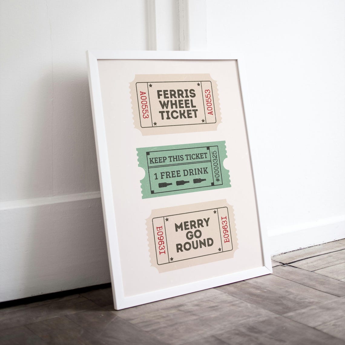 Ferris Wheel Merry Go Round Retro Carnival Ticket Stub Poster - Image 2
