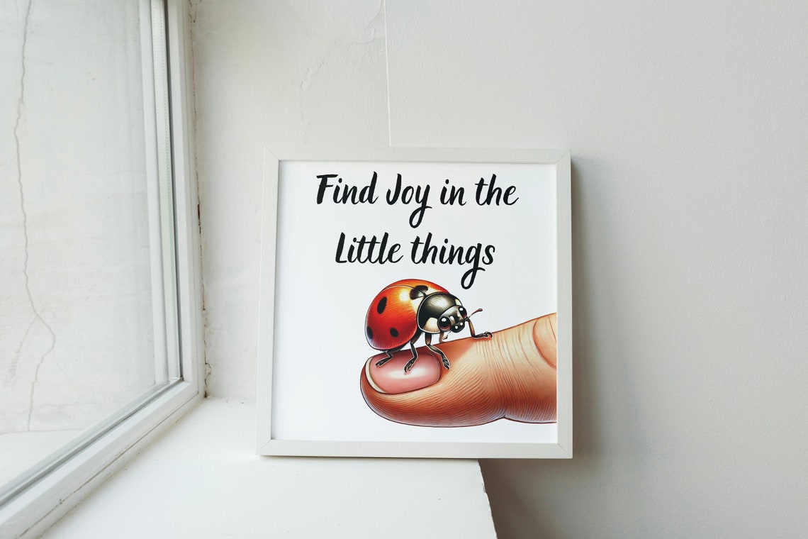 Find Joy In The Little Things Cute Ladybug Nursery Wall Poster - Image 3