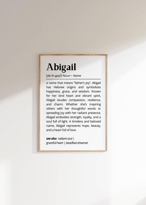 Abigail Name Definition Typography Personalized Poster