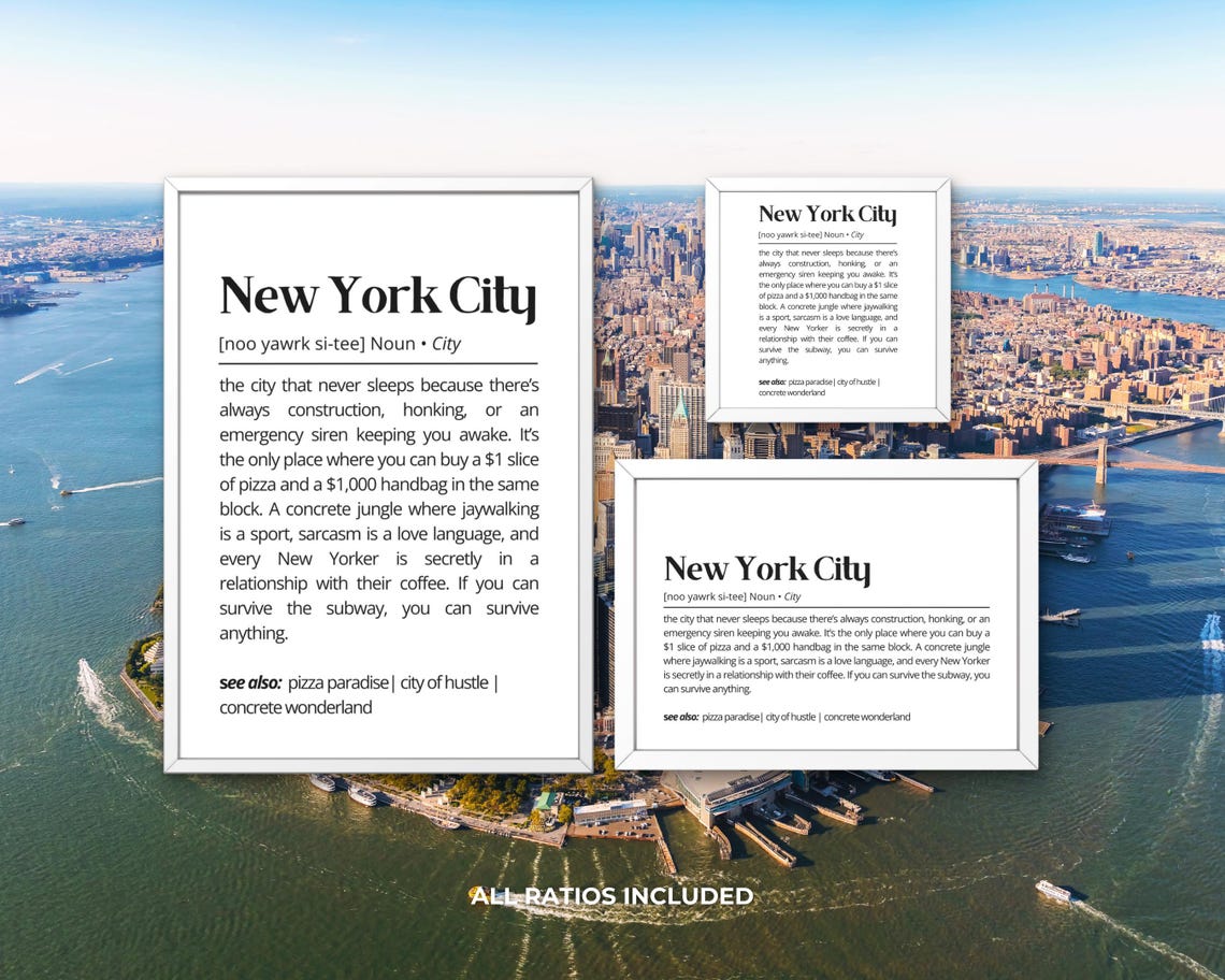 New York City Big Apple Funny Dictionary Definition NYC Poster - Image 3