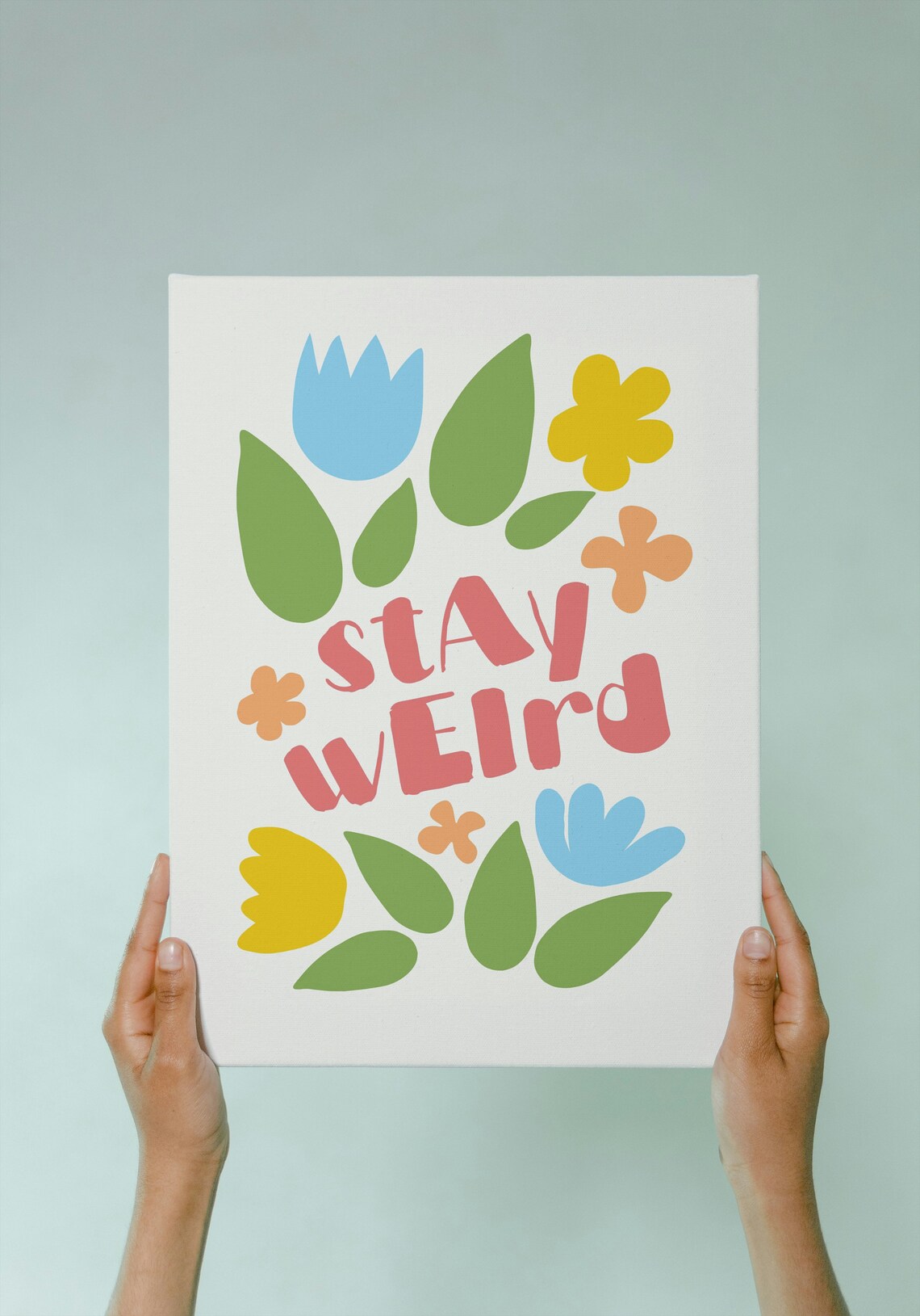 Stay Weird Pastel Floral Playful Typography Colorful Quote Poster - Image 2