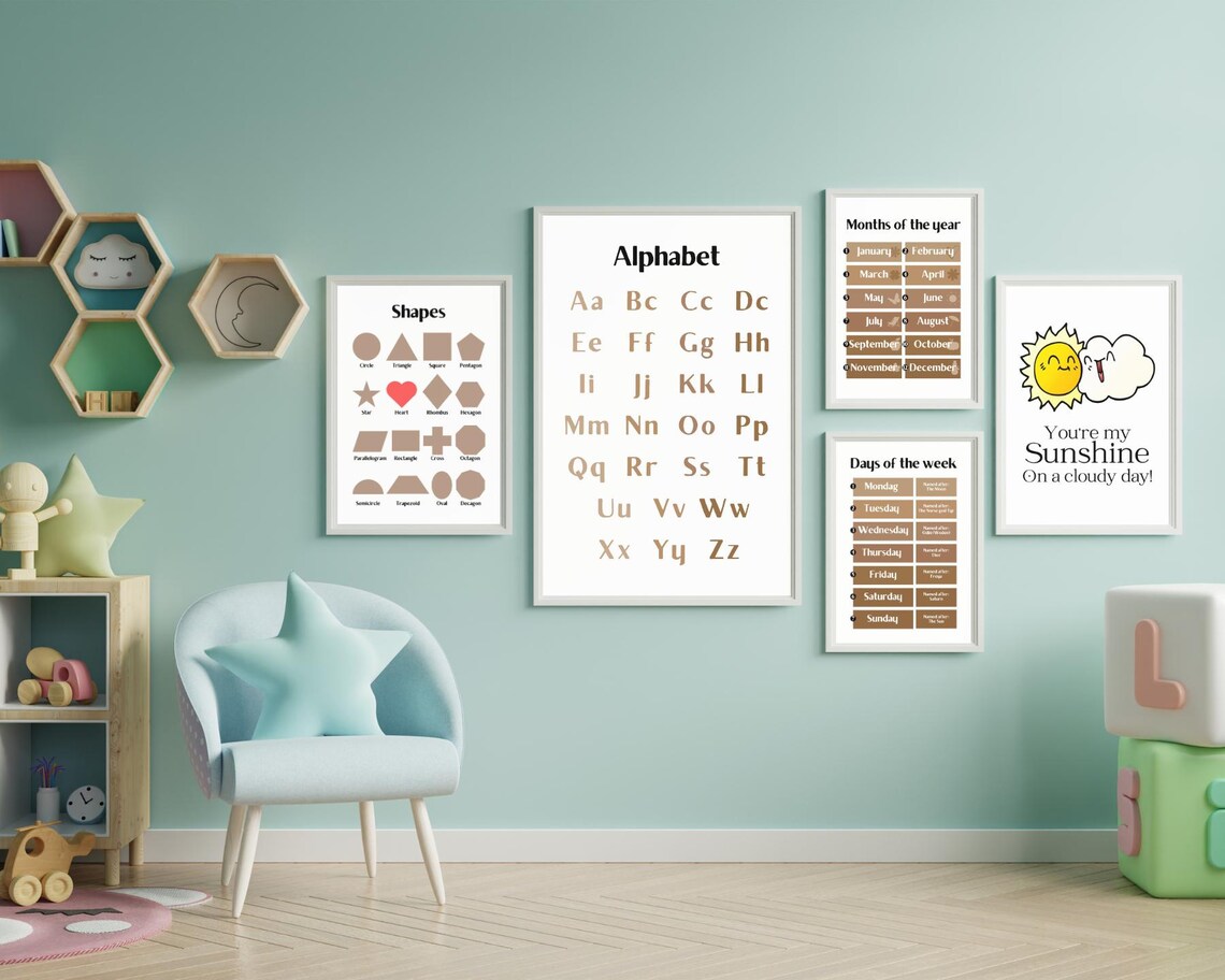 Youre My Sunshine Smiling Sun Cloud Cute Kids Nursery Poster - Image 2