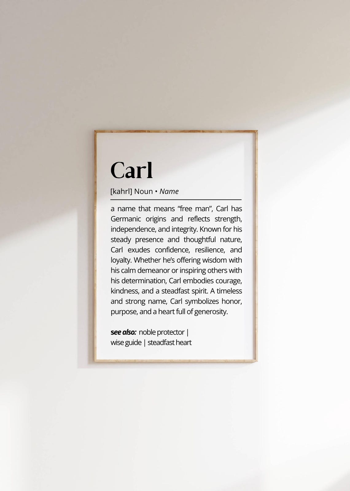 Carl Name Meaning Dictionary Definition Personalized Gift Poster