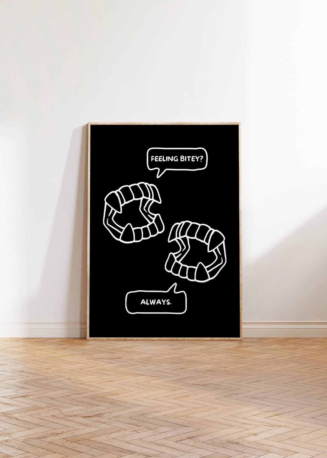 Funny Vampire Fangs Feeling Bitey Halloween Poster Gothic Wall Decor - Image 3