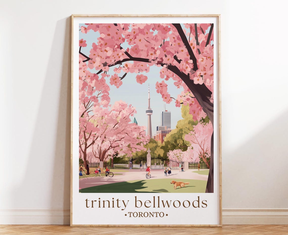 Trinity Bellwoods Toronto Cherry Blossom Park Spring Travel Poster