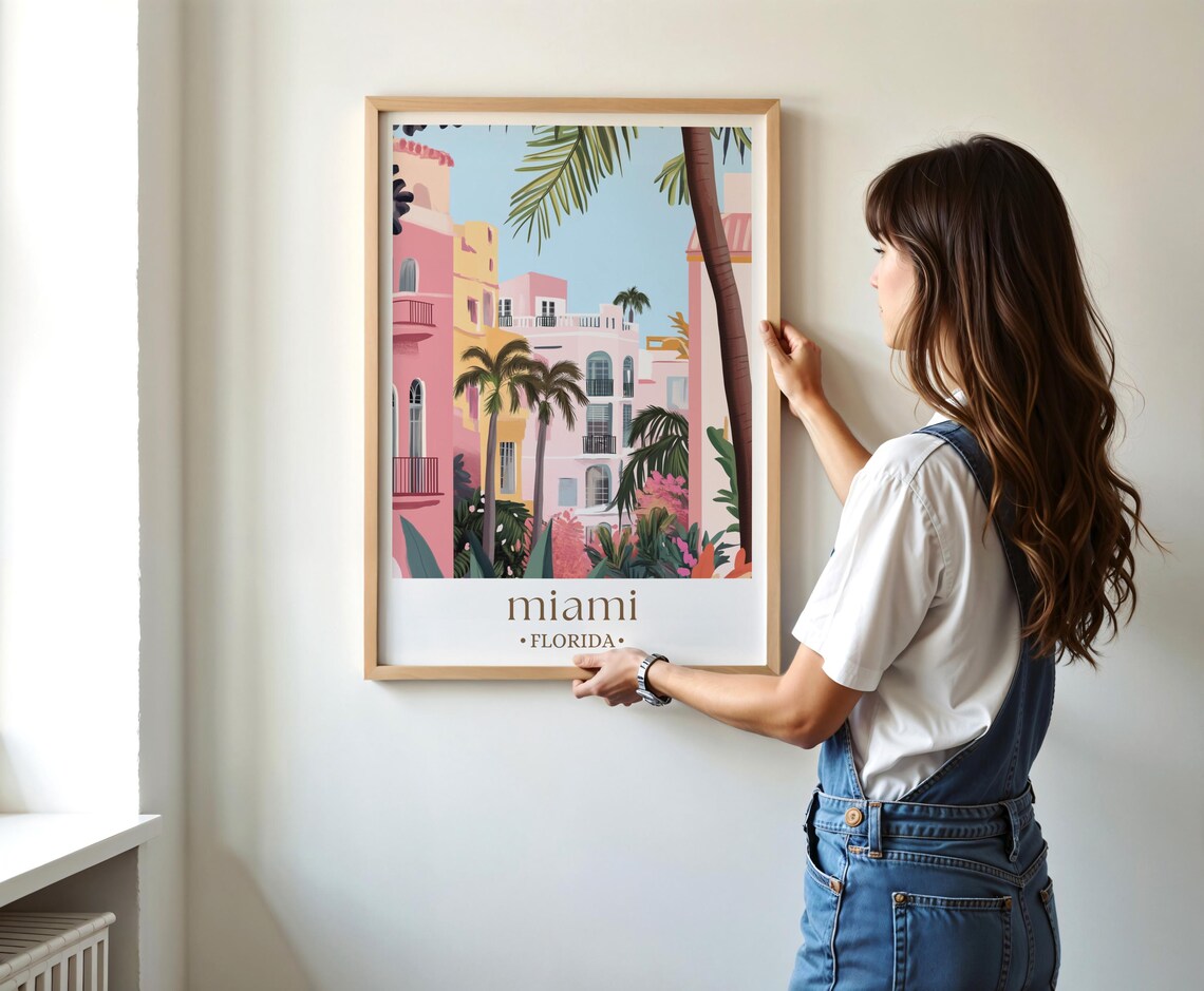 Miami Travel Poster, Florida Beach Scene Art Print - Image 3