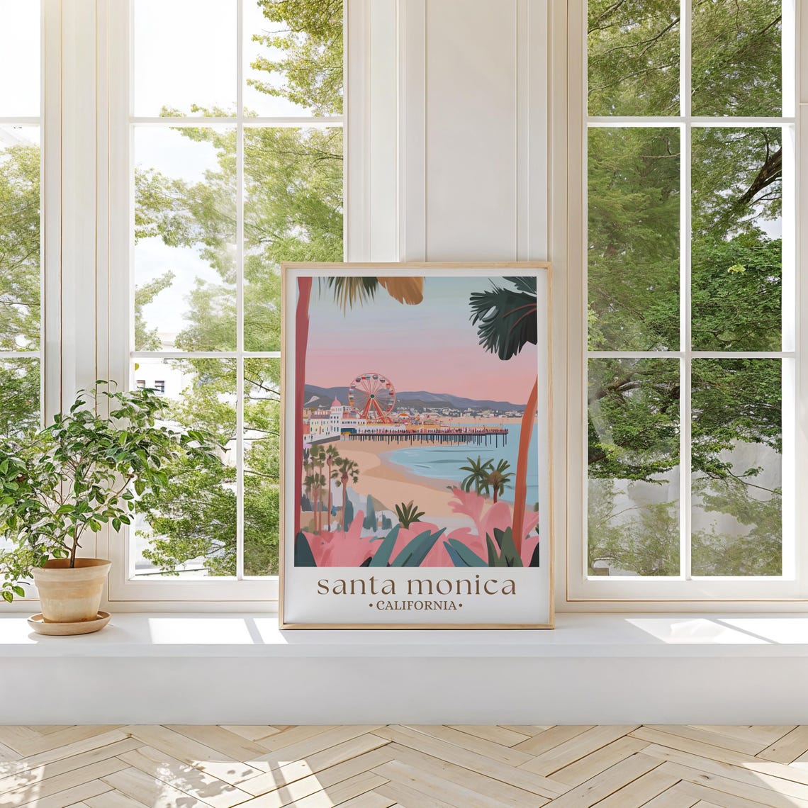 Santa Monica California Travel Print Wall Art Santa Monica Travel Poster California Travel Poster Los Angeles Travel Home Dcor Wall Art - Image 2