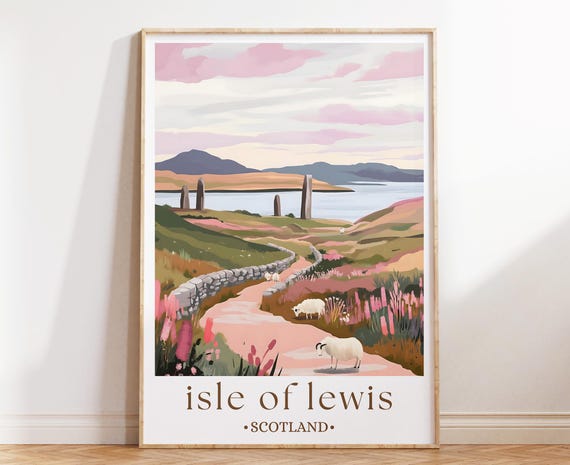 Isle Of Lewis Scotland Print Hebrides Landscape Poster Coastal Scottish Wall Art Nature Travel Decor Rugged Island Illustration