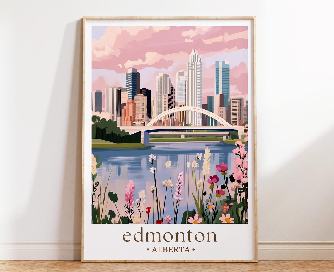 Edmonton Skyline Print, Alberta City Urban Poster