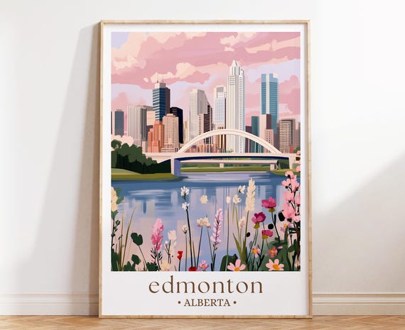 Edmonton Skyline Print, Alberta City Urban Poster