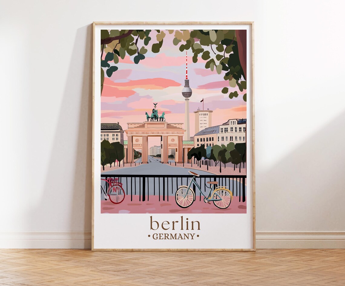 Berlin Travel Poster, Germany Cityscape Art