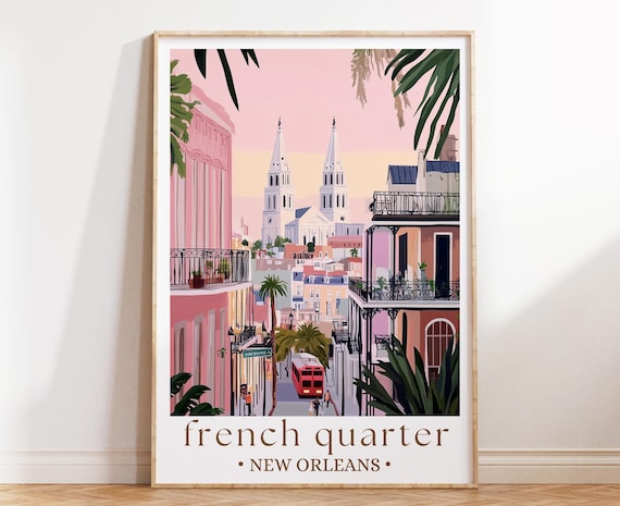 French Quarter New Orleans Travel Poster, Historic Cityscape