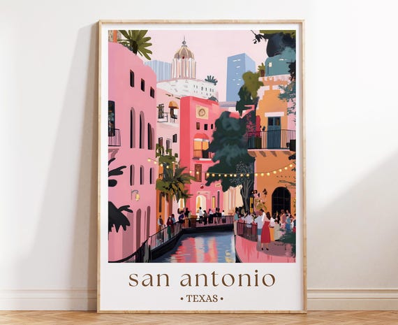 San Antonio Texas Travel Poster, Southwestern City View