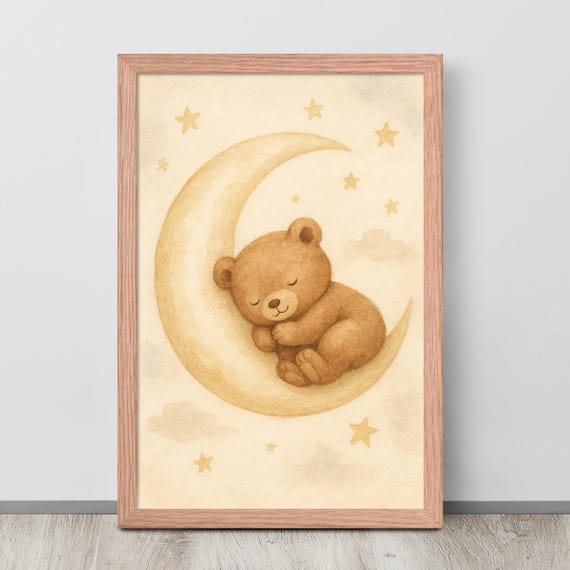Teddy Bear Moon Sleep, Baby Nursery Decor