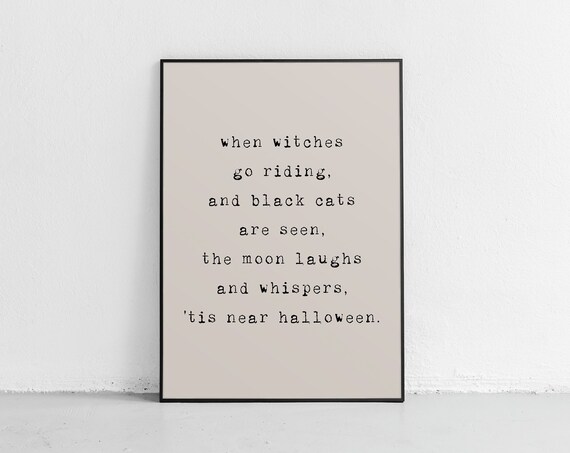 Tis Near Halloween Witches Black Cats Typography Quote Poster