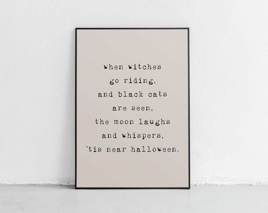 Tis Near Halloween Witches Black Cats Typography Quote Poster