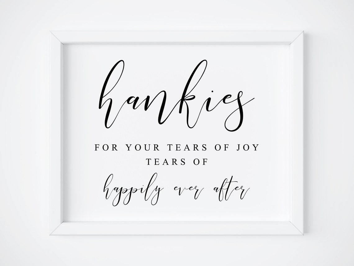 Hankies For Your Tears of Joy Wedding Tissues Sign Modern Print