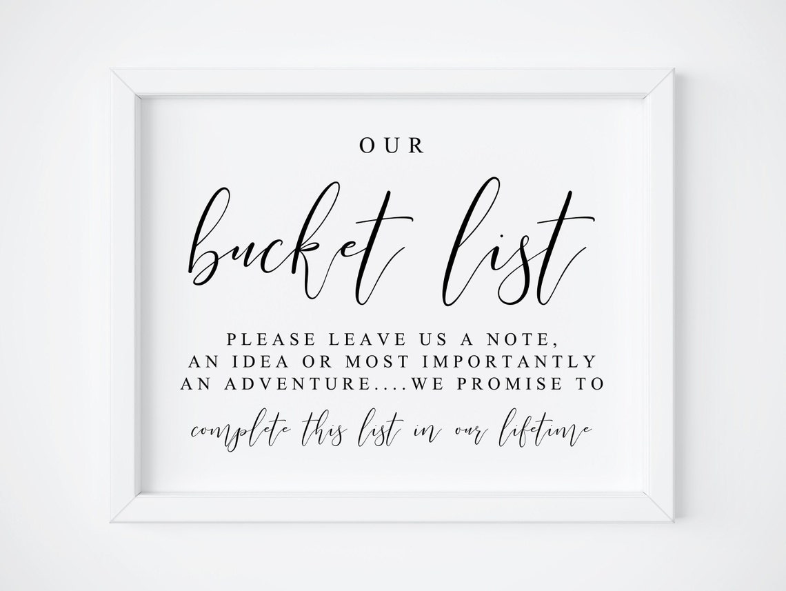 Bucket List Wedding Sign Bucket List Sign Newlyweds Sign Wedding Signs Guestbook Sign Wedding Guest Book Ideas Bucket List Guest Book