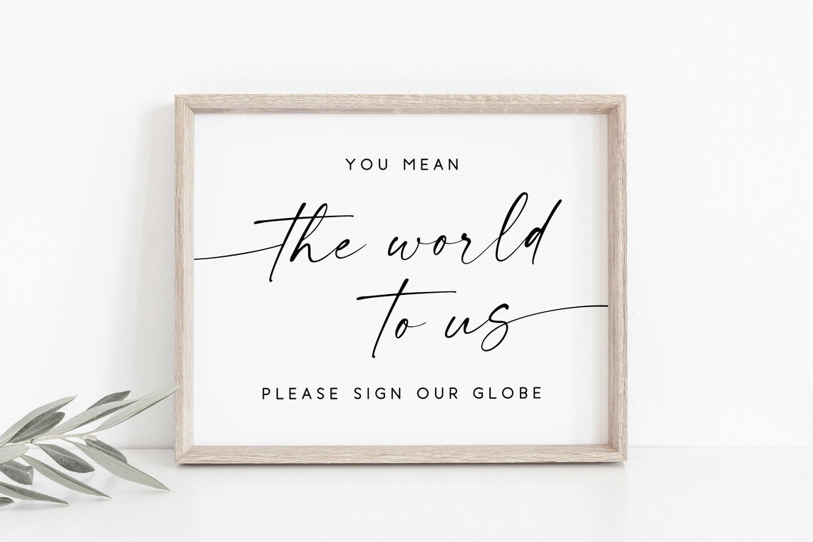Globe Guest Book Sign, Map Reception Travel Poster
