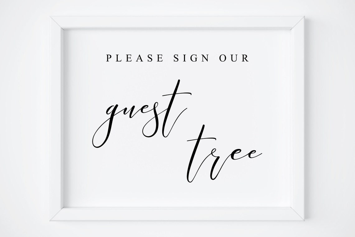 Please Sign Our Guest Tree Wedding Fingerprint Guestbook Sign Poster