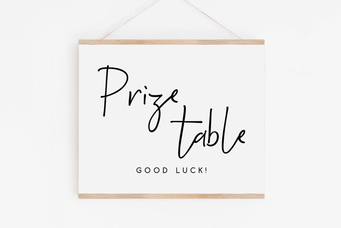 Prize Table Good Luck Bridal Shower Sign Modern Script Print