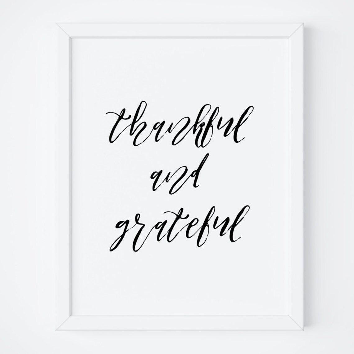 Thankful And Grateful Calligraphy Thanksgiving Fall Quote Poster