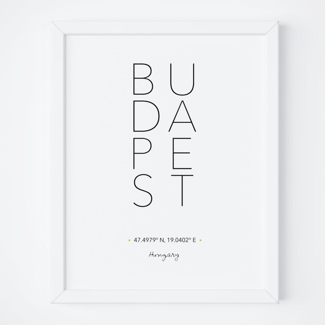 Budapest Hungary Coordinates Minimalist City Typography Poster