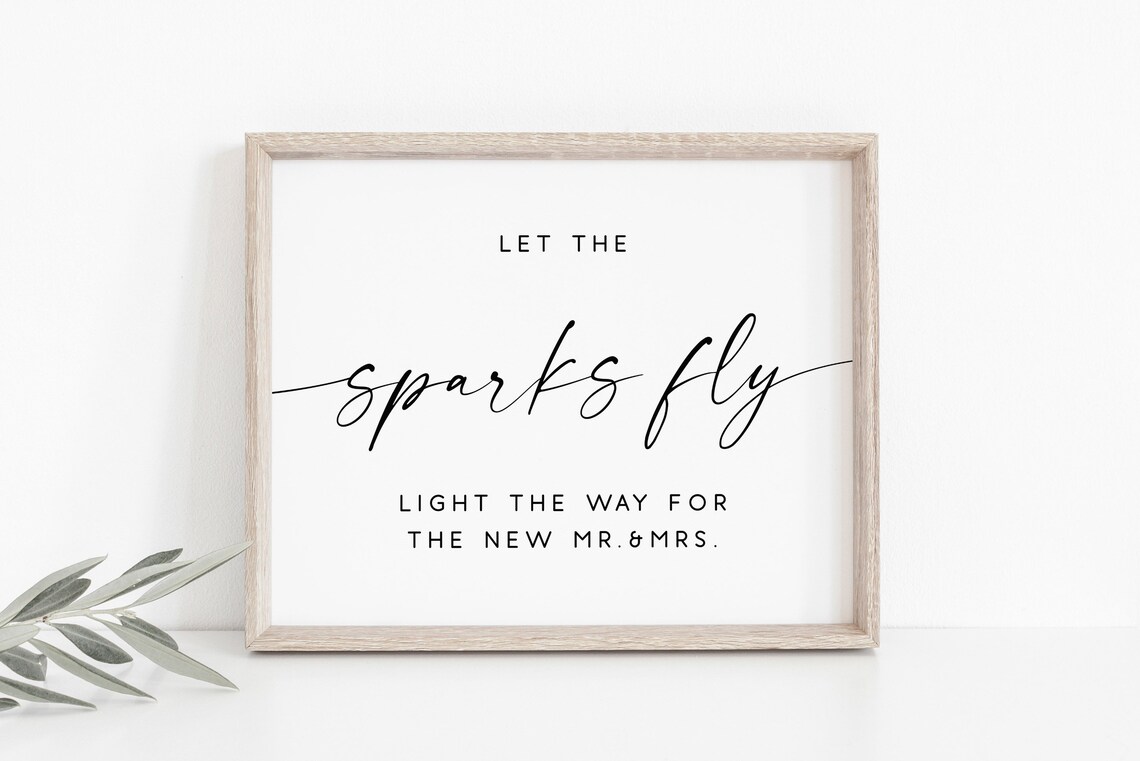 Let The Sparks Fly Wedding Sparkle Sign, Art Print