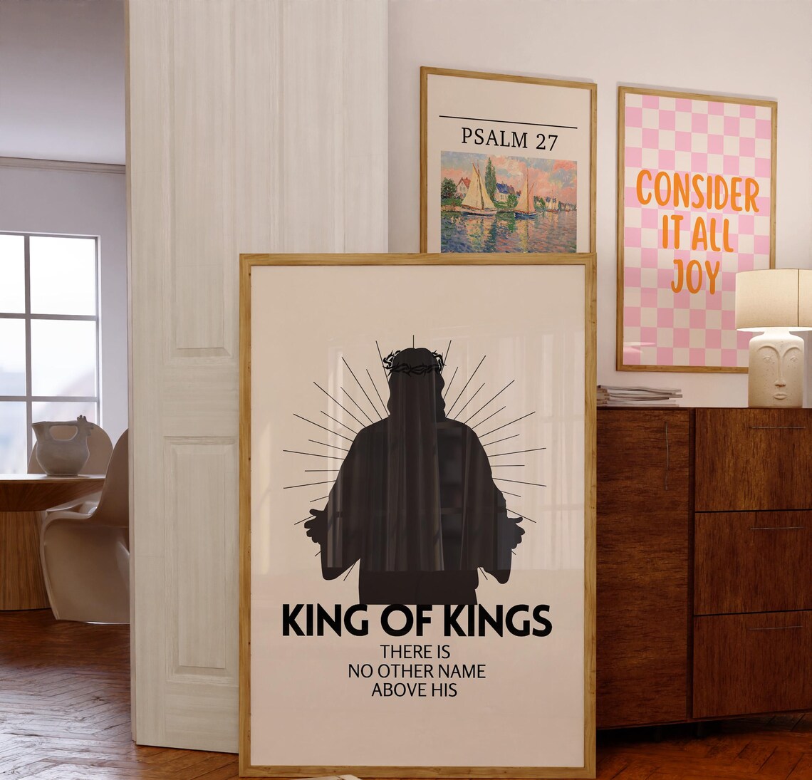 King Of Kings Jesus Silhouette Crown Of Thorns Christian Poster - Image 4