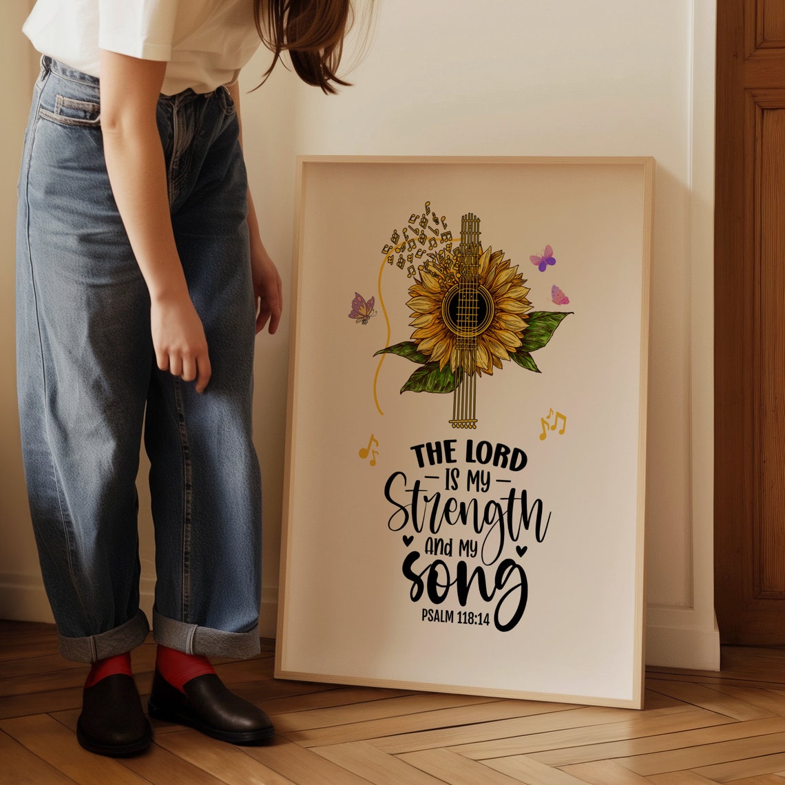 Retro Christian Wall Print Psalms Bible Verse Christian Poster Wall Decor Art Christian Gift Sunflower - Image 4