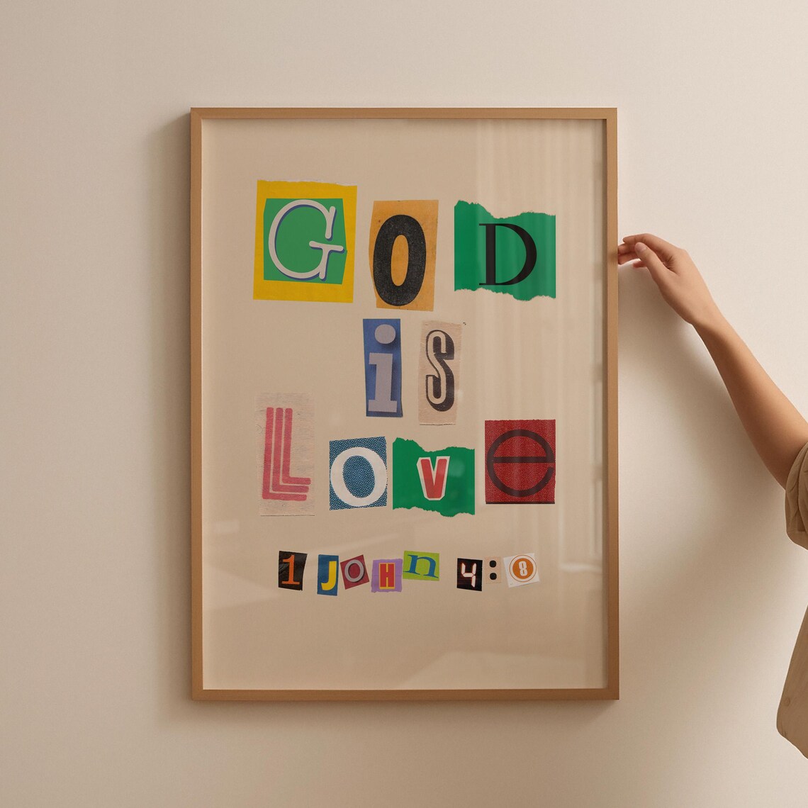 God Is Love Ransom Note Style Cutout Bible Verse Collage Poster - Image 3