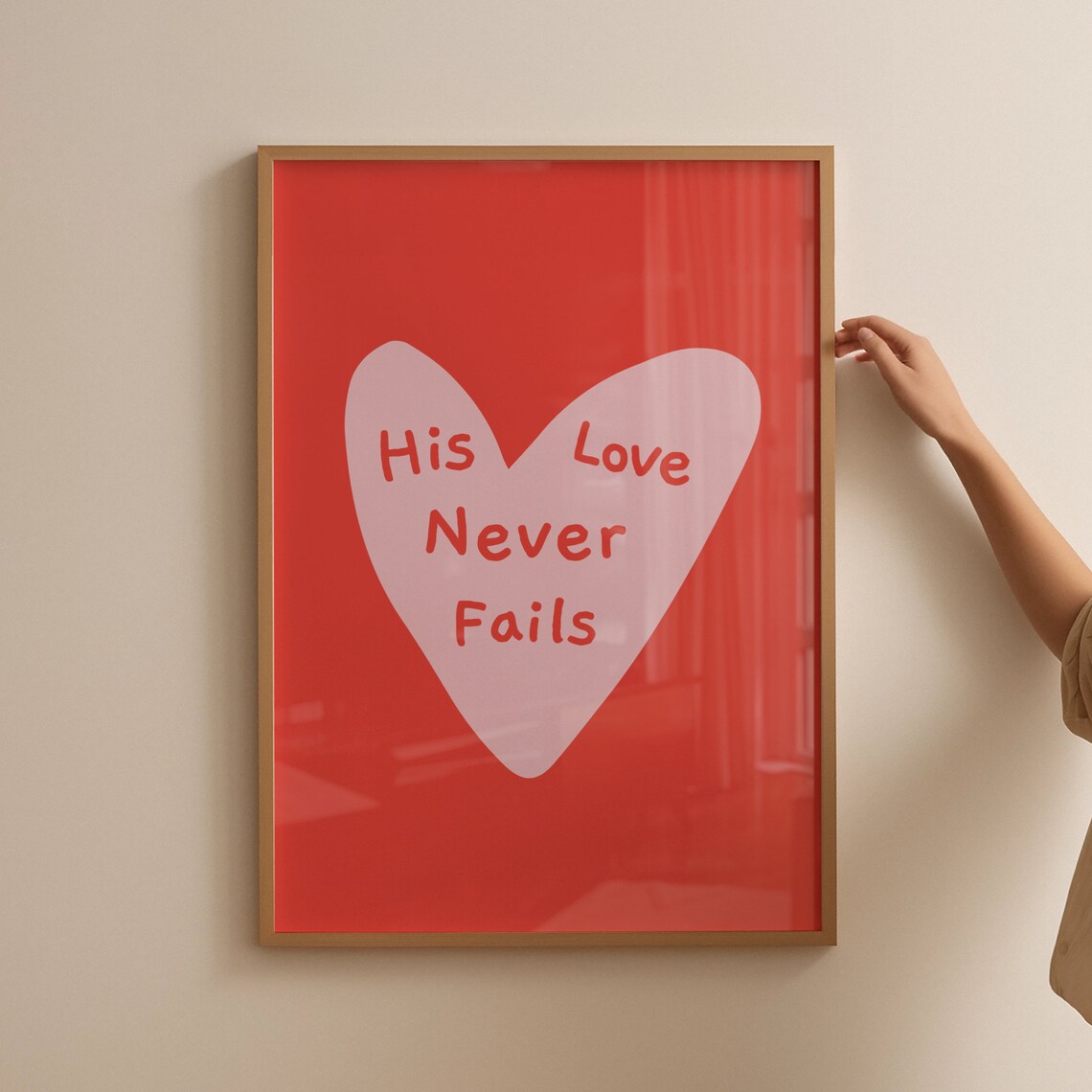 His Love Never Fails Red Heart Christian Scripture Quote Poster - Image 4