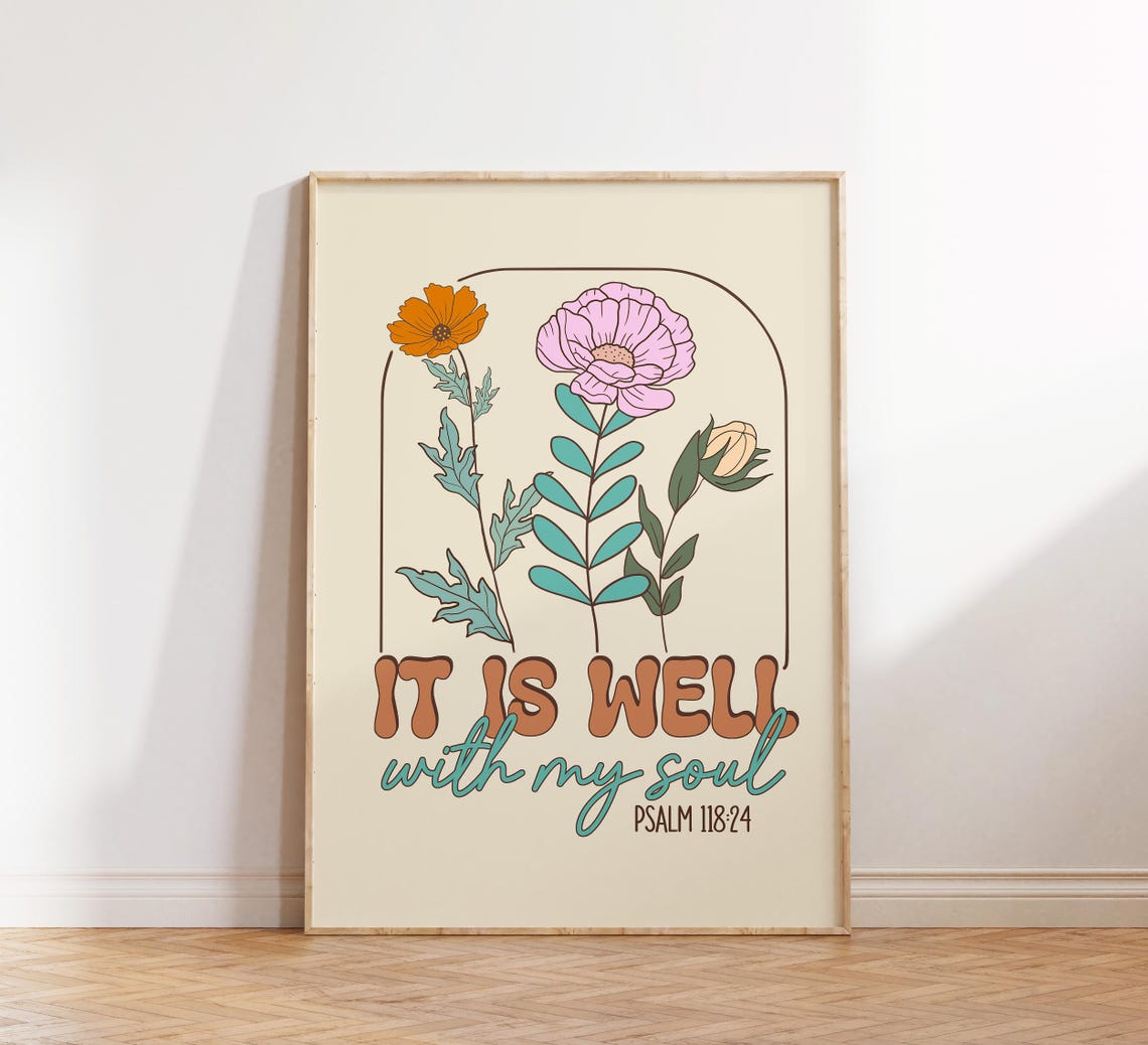 Psalm Scripture Wall Art Christian Poster Spiritual Wall Art Print Christian Home Decor Religious Art Retro Wall Art - Image 5