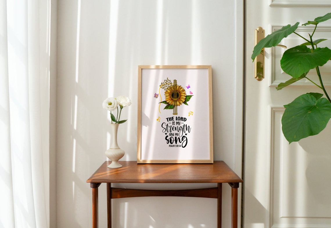 Retro Christian Wall Print Psalms Bible Verse Christian Poster Wall Decor Art Christian Gift Sunflower - Image 2