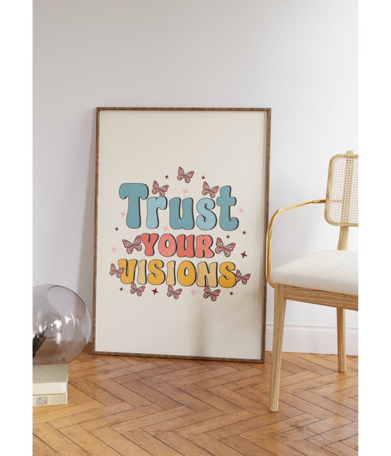 Retro Quote Wall Print Inspirational Print Butterfly Poster Print Retro Wall Decor Art Print
