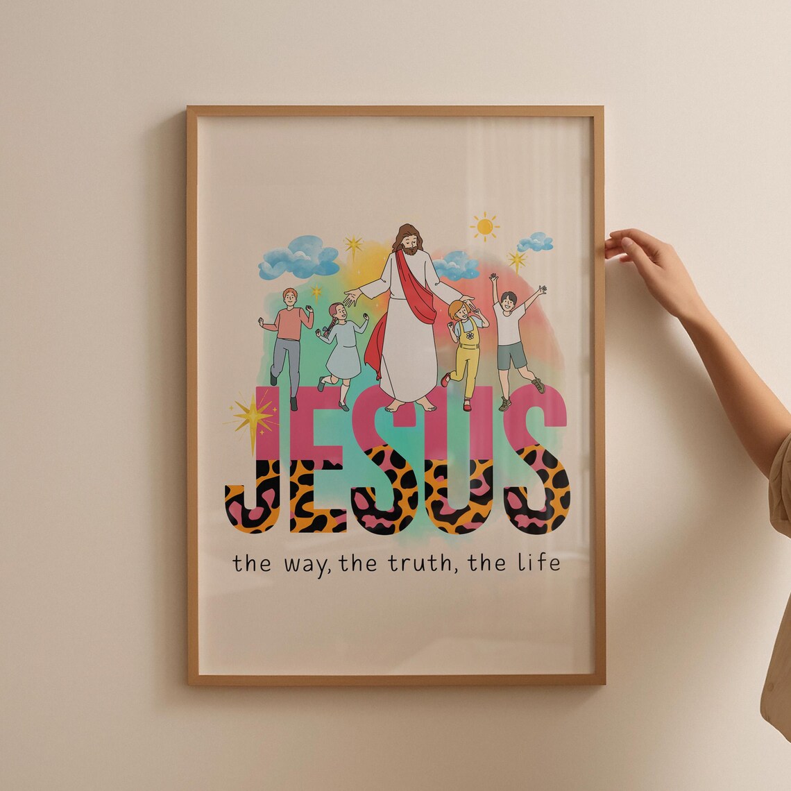 Jesus the Way the Truth the Life Colorful Kids Christian Poster - Image 4