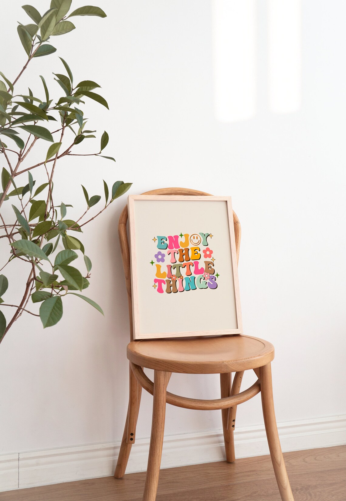 Enjoy The Little Things Groovy Retro Bubble Lettering Quote Poster - Image 4