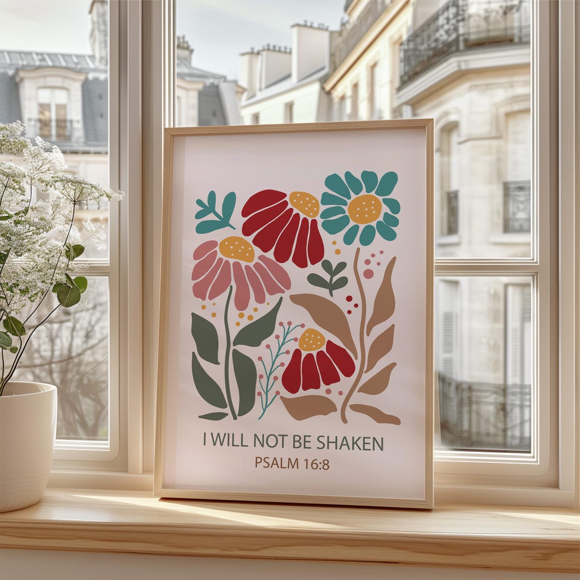 Christian Wall Art Psalm Scripture Religious Poster Flower Wall Decor Faith Poster Bible Verse Baptism Gift For Christian - Image 2
