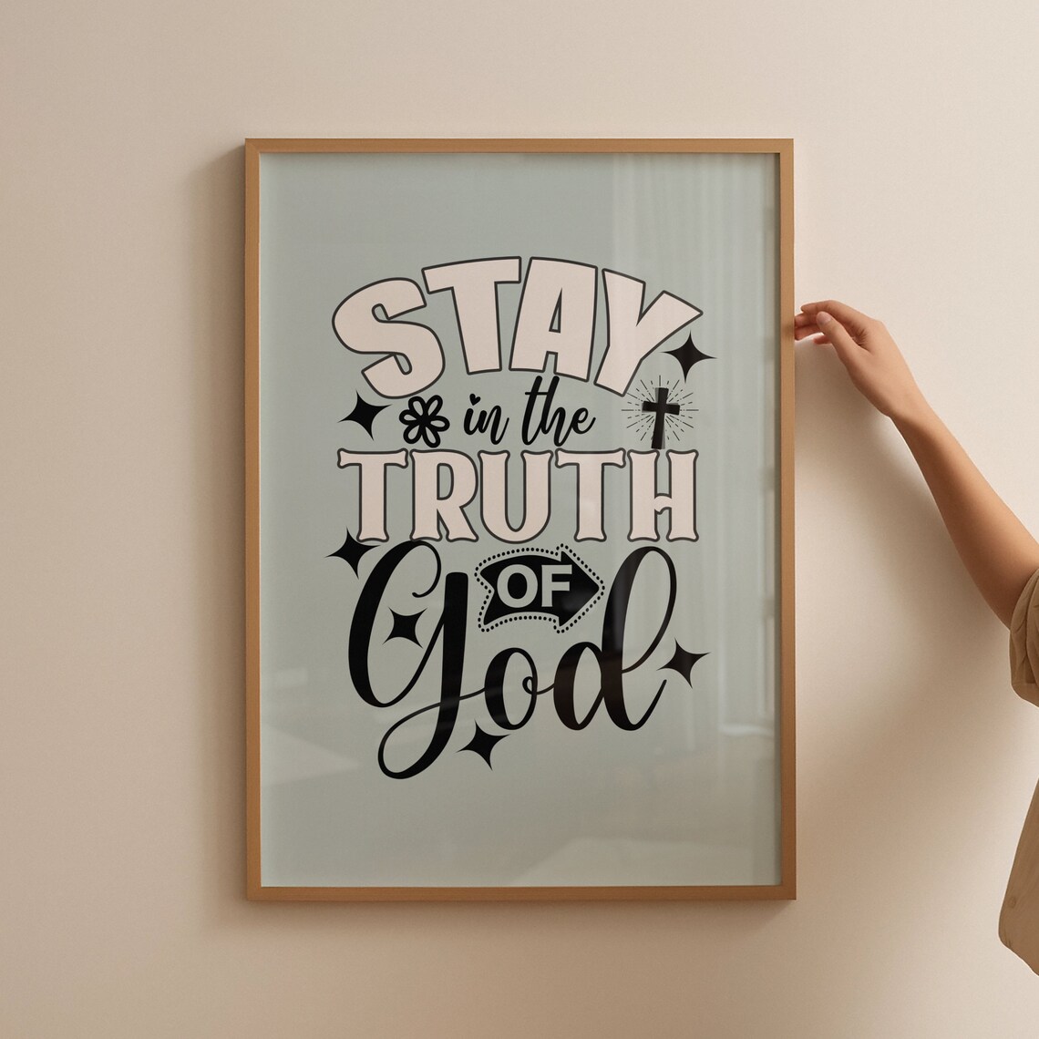 Stay In The Truth Of God Blue Retro Typography Christian Poster - Image 4