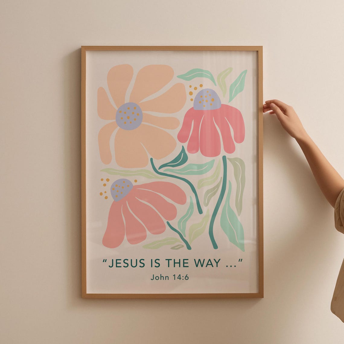 Christian Floral Wall Print John Scripture Christian Poster Bible Verse Pastel Poster Wall Decor Gift For Christians - Image 3