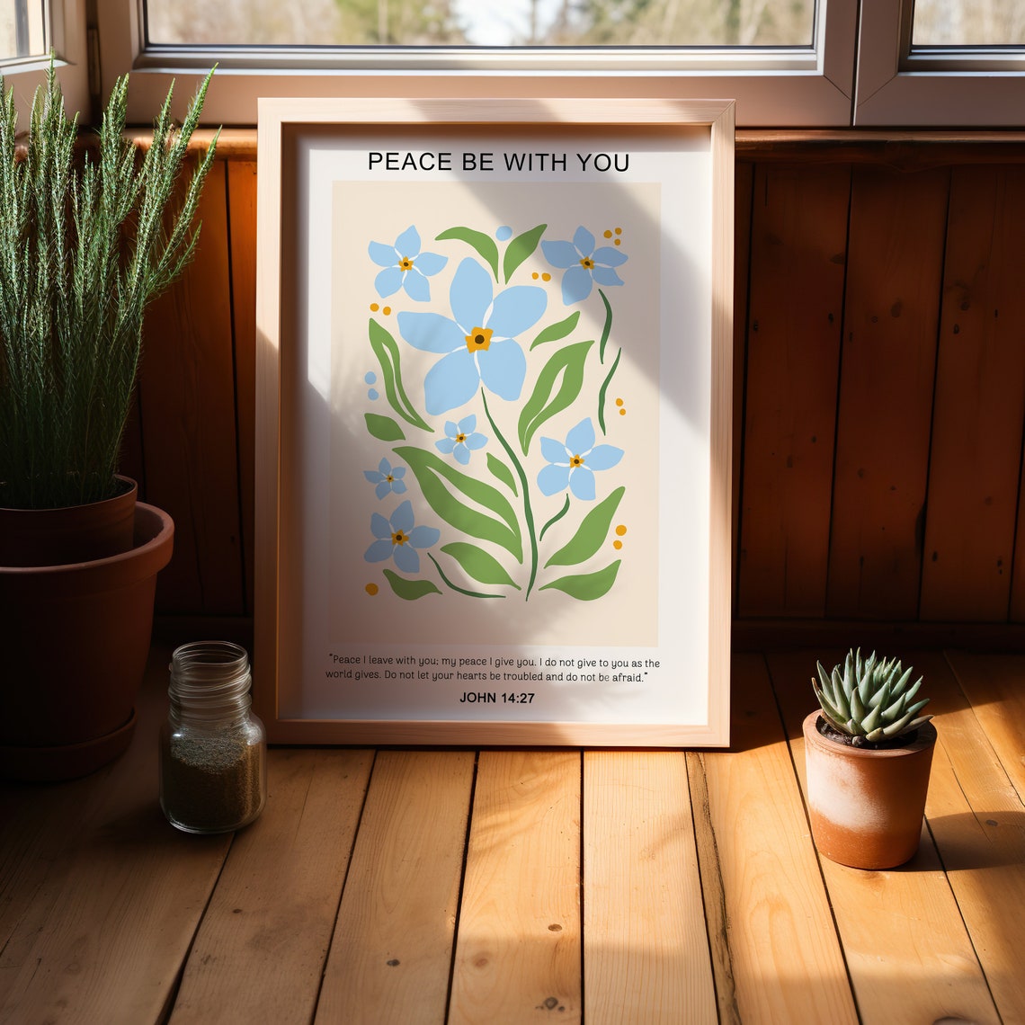 Christian Wall Art Forget Me Not Flower Wall Decor John Scripture Religious Poster Faith Print Bible Verse Gift For Christian - Image 4