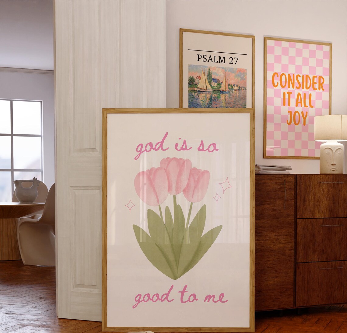 God Is So Good To Me Pink Tulip Script Christian Faith Poster - Image 5