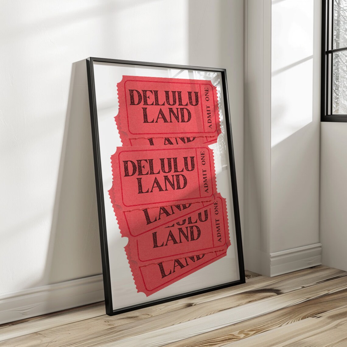 Delulu Land Retro Ticket Poster, Living Room Decor - Image 2