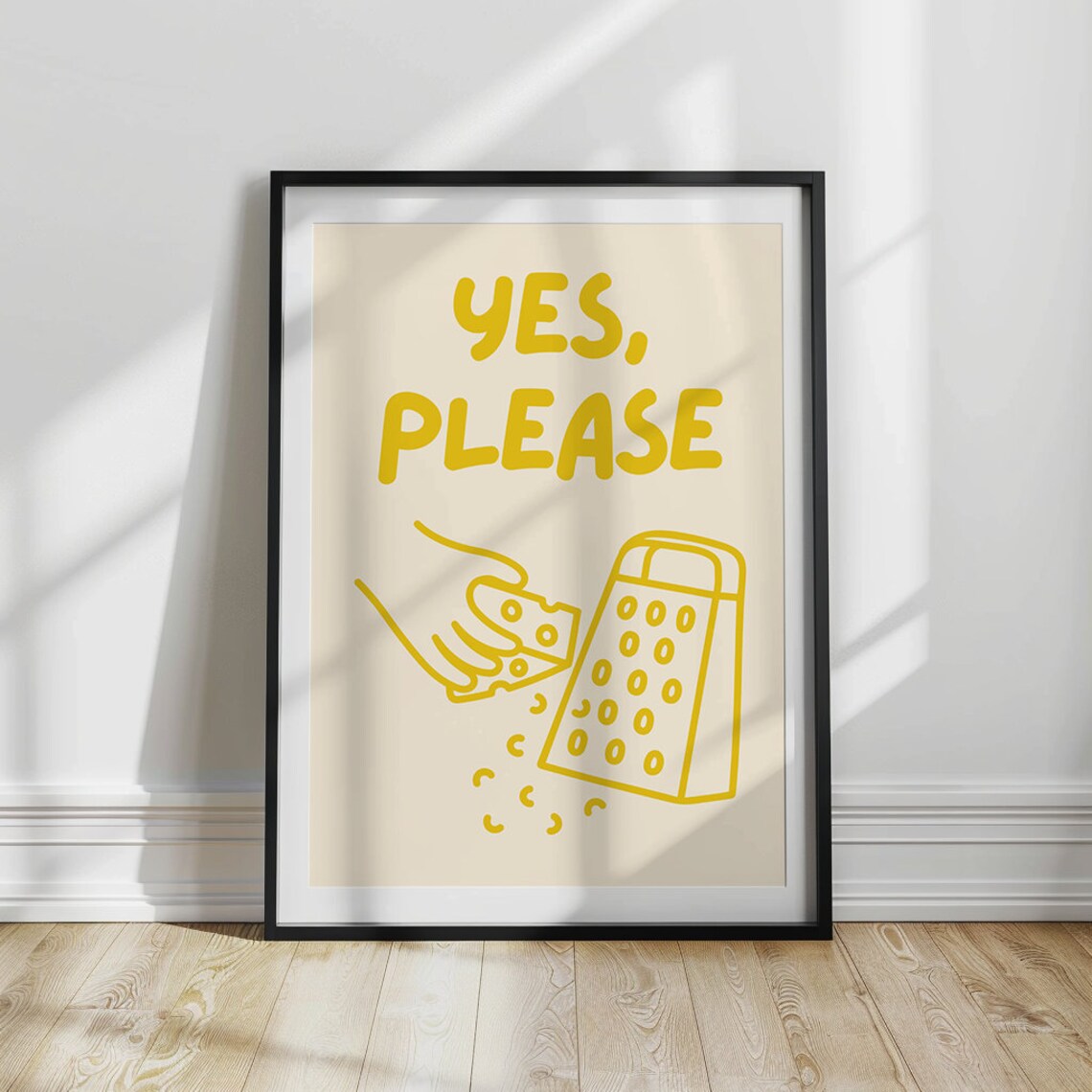 Yes Please Cheese Aesthetic Kitchen Decor Cute Cooking Art Kitchen Minimalist Print Cheese - Image 2