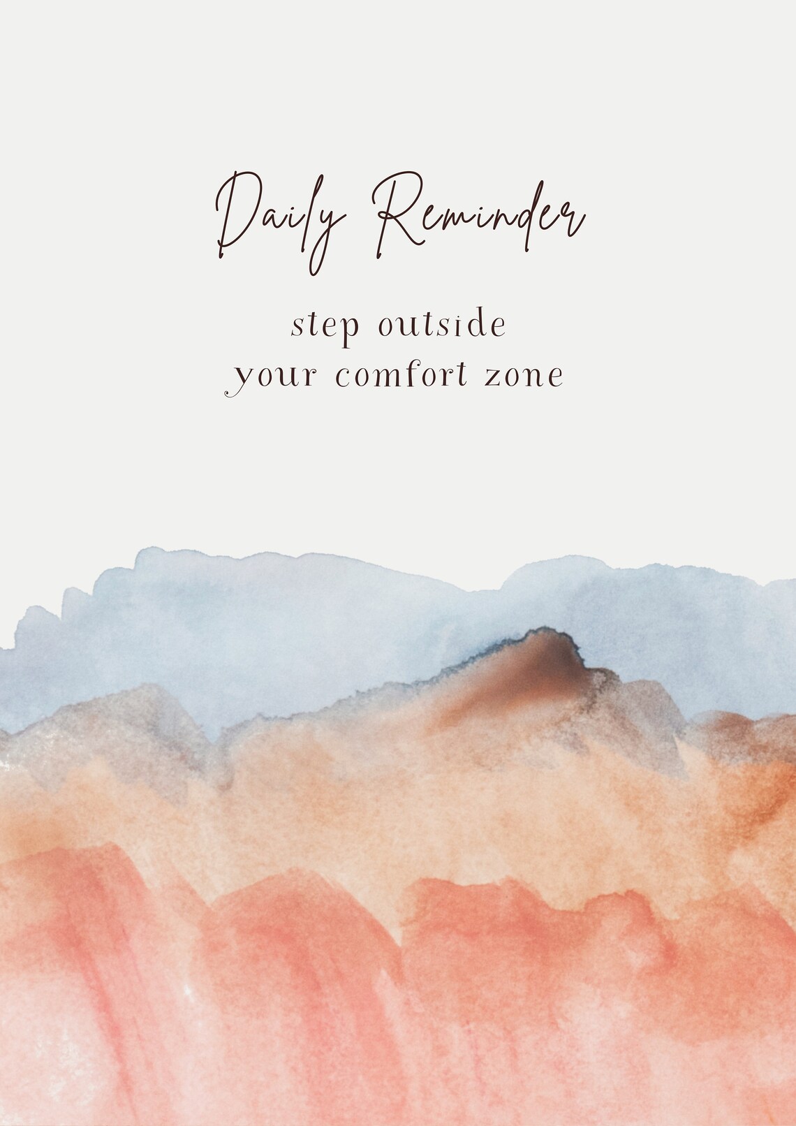 Step Outside Your Comfort Zone Watercolor Mountain Quote Poster - Image 2